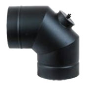 Böj 90° med sotlucka svart 32mm, Ø250mm 